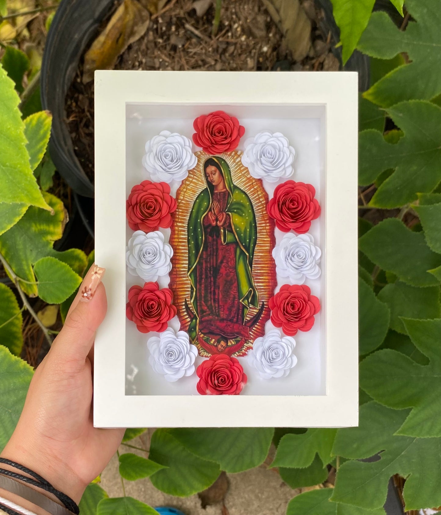 5x7 Red Virgin Mary Sadow box